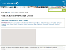 Tablet Screenshot of centres.citizensinformation.ie